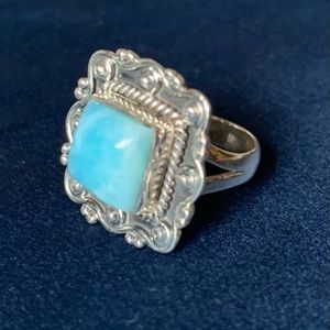 0.925 Larimar Sterling Silver ring - Size 6   NWT